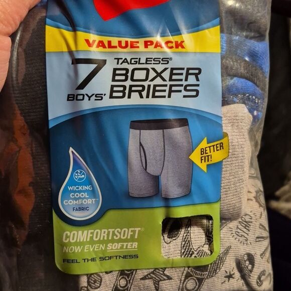 Hanes Boys MEDIUM 10-12 Underwear, 7 Pack Tagless Boxer Briefs New - Picture 2 of 5